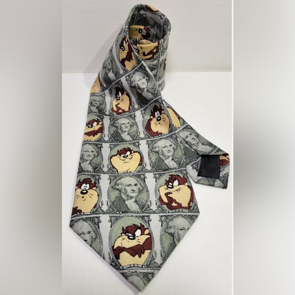 WARNER BROS. Taz and George Washington Tie - Brown and Yellow